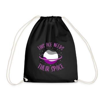 This ace needs her space asexual - Drawstring Bag - black - Front