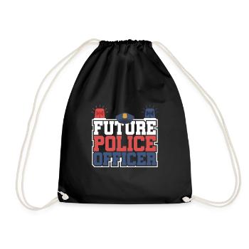 Future policeman | Policeman Fan Best Job - Drawstring Bag - black - Front