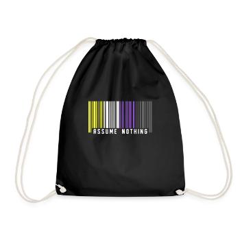 Nonbinary | Non-Binary Pride Barcode Flag - Drawstring Bag - black - Front