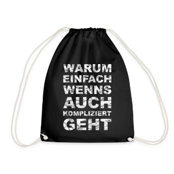 Why simple - complicated - vintage white - Drawstring Bag - black - Front