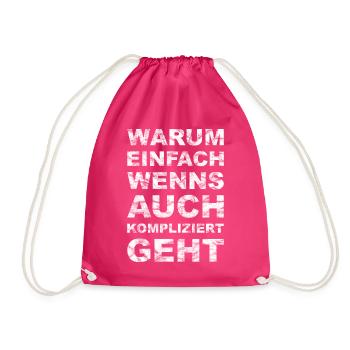 Why simple - complicated - vintage white - Drawstring Bag - fuchsia - Front