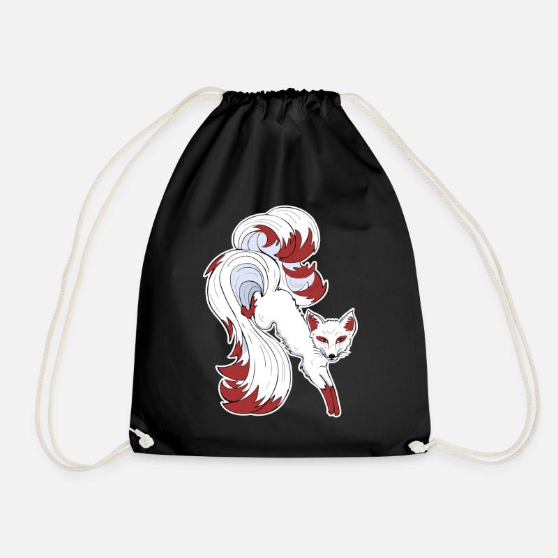 Nine-tailed fox - Drawstring Bag - black