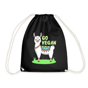 Llama design for proud vegans - Drawstring Bag - black - Front