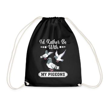 Prefer to be with pigeons Design for pigeon lovers - Drawstring Bag - black - Front
