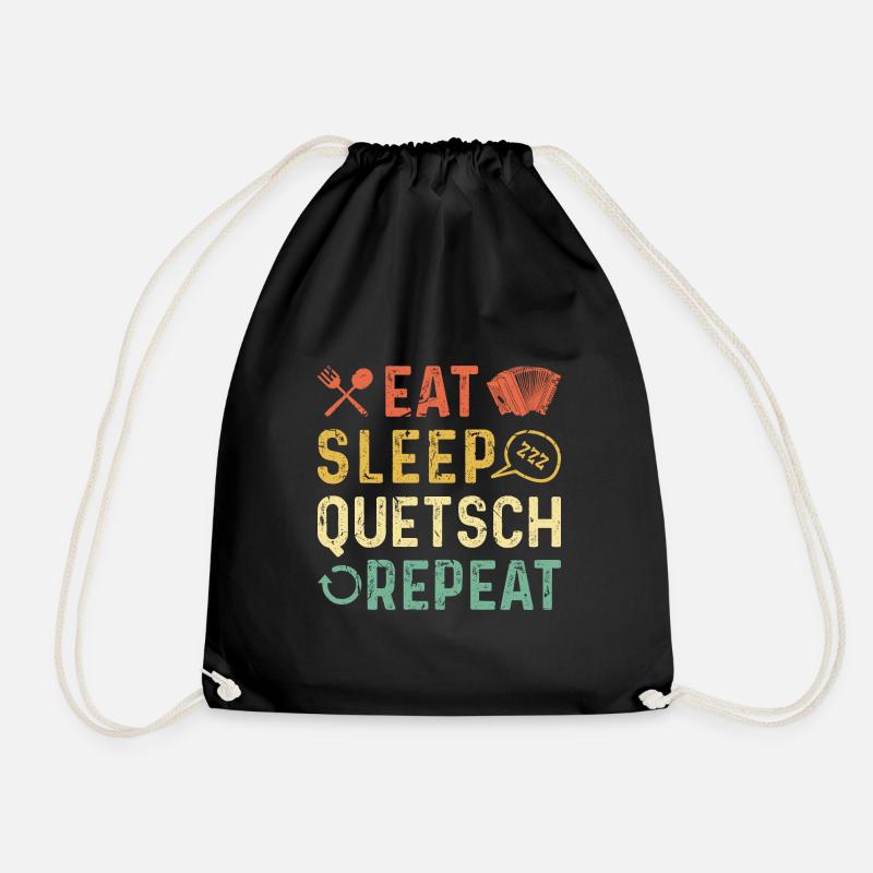 Eat Sleep Repeat, Steirische Harmonika Quetschn - Turnbeutel - Schwarz