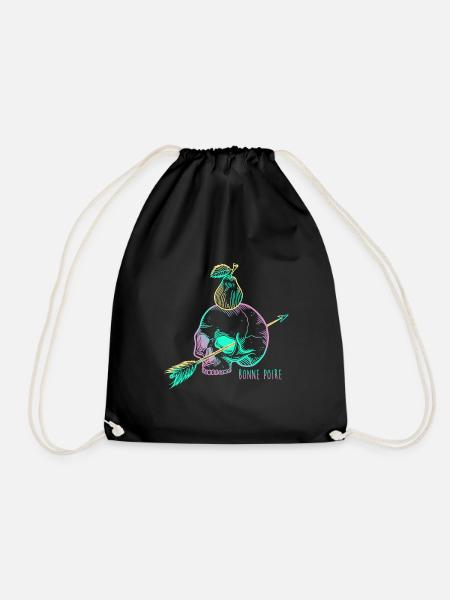 Purple Skull pear - Drawstring Bag - black