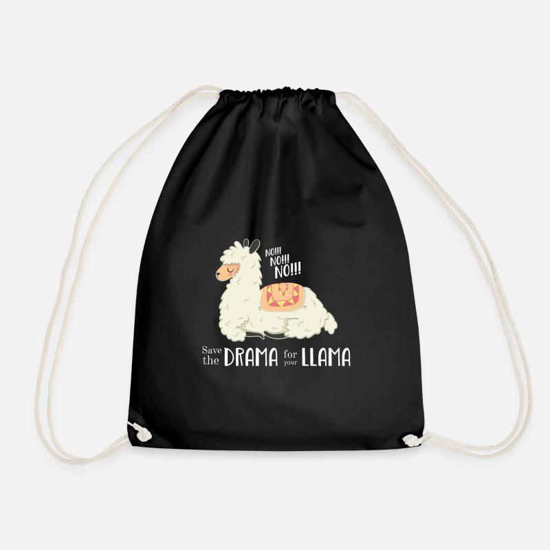 Save the Drama for you Llama White - Drawstring Bag - black