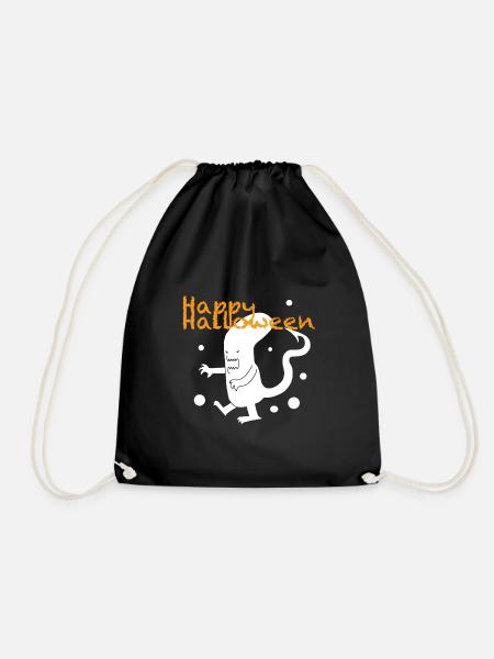Halloween monster white - Drawstring Bag - black
