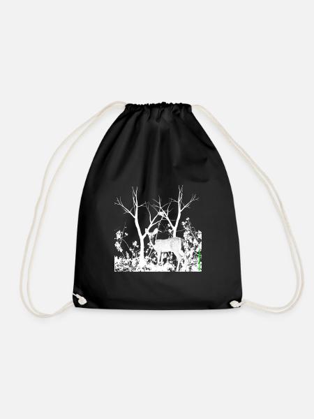 deer - Drawstring Bag - black