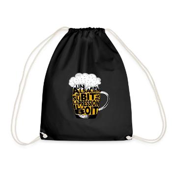 An Alsatian does not undergo the pressure he drinks it - Drawstring Bag - black - Front
