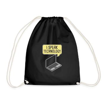 I speak technology. Computer IT Geek Repair - Drawstring Bag - black - Front
