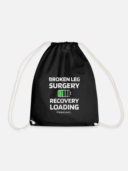 Broken leg surgery recovery gift - Drawstring Bag - black