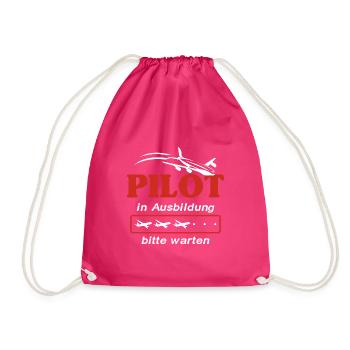 Pilot Pilotenschein Flugzeug Fliegen - Turnbeutel - Fuchsia - Vorne