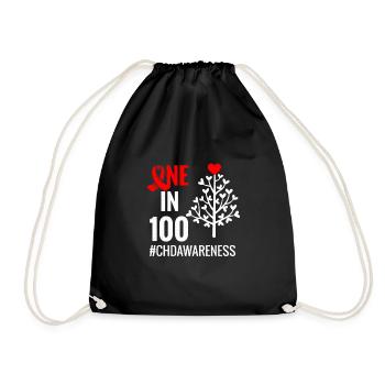 CHD Awareness Shirt | CHD Congenital heart defect - Drawstring Bag - black - Front