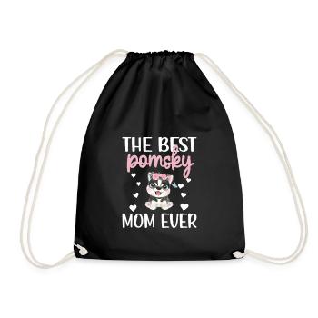 Pomsky Mama Pomsky Dog Owner Pomsky Mom - Drawstring Bag - black - Front