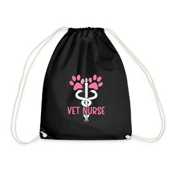 Veterinary Nurse Tierarzthelfer Veterinärassistent - Turnbeutel - Schwarz - Vorne