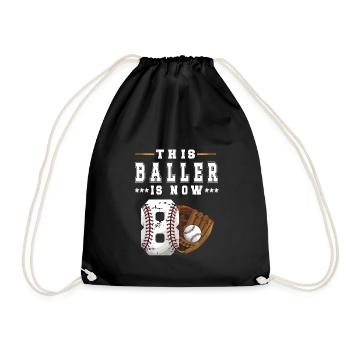 8th Birthday Gift Baseball Player 8 Years - Drawstring Bag - black - Front