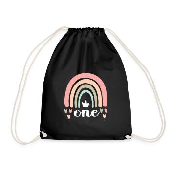 Boho Regenbogen 1. Geburtstag Party Geschenk - Turnbeutel - Schwarz - Vorne