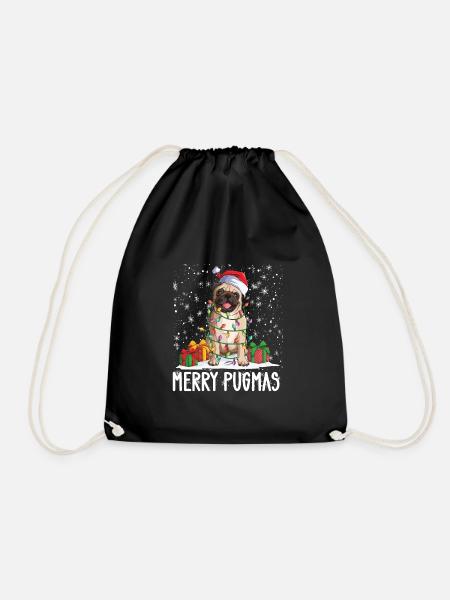 Mops Weihnachten 2022 Mops Hundebesitzer Geschenk - Turnbeutel - Schwarz