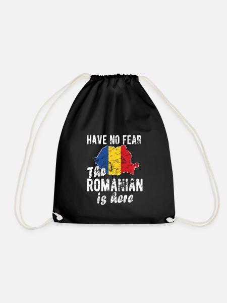 Proud Romanian Romania Origin Romanian flag - Drawstring Bag - black