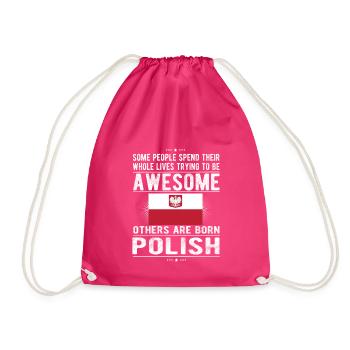 Pole Poland Flag Polish origin Roots Poland - Drawstring Bag - fuchsia - Front