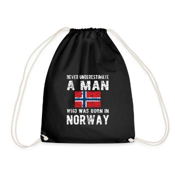 Norwegian Norway origin Norwegian flag - Drawstring Bag - black - Front