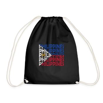 Proud Filipino Origin Philippines Flag - Drawstring Bag - black - Front