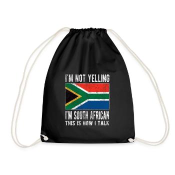South Africa Flag South African South Africa Origin - Drawstring Bag - black - Front
