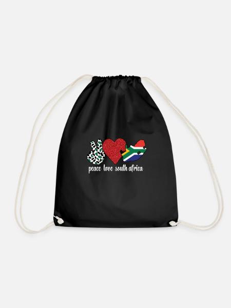 South Africa Flag South African South Africa Roots - Drawstring Bag - black