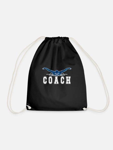 Swimming Coach Coach Swimming Club Swimming Coach - Drawstring Bag - black