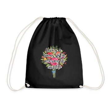 Bonus-Schwester Beste Stiefschwester Geschenk - Turnbeutel - Schwarz - Vorne