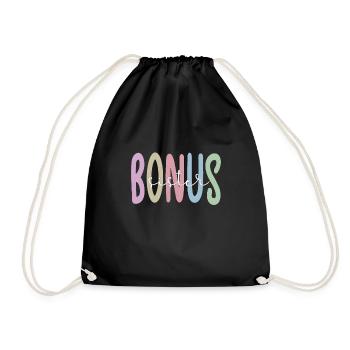 Bonus-Schwester Geschenk Beste Stiefschwester - Turnbeutel - Schwarz - Vorne