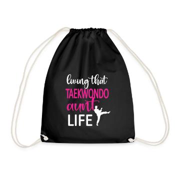Taekwondo Aunt Proud Taekwondo Aunt Gift - Drawstring Bag - black - Front