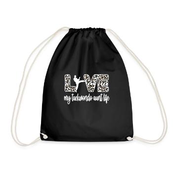 Proud Taekwondo Aunt Taekwondo Aunt Gift - Drawstring Bag - black - Front