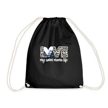 Schwimmmama Geschenk Mutter Schwimmer Schwimm-Mama - Turnbeutel - Schwarz - Vorne