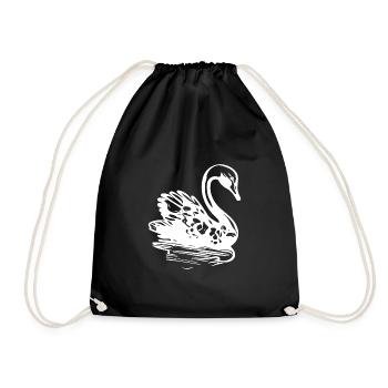 Eleganter Vintage Schwan auf dem Wasser - Turnbeutel - Schwarz - Vorne