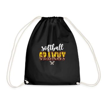 Grammy Grandma Of a Softball Player Softball Grammy - Drawstring Bag - black - Front