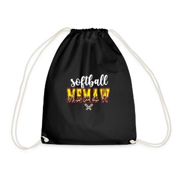 Memaw Grandma Of a Softball Player Softball Memaw - Drawstring Bag - black - Front