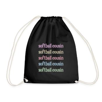 Proud softball cousin softball player cousin - Drawstring Bag - black - Front