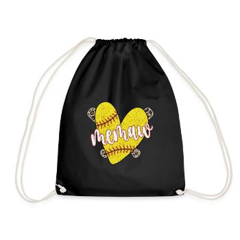Memaw Grandma Of a Softball Player Softball Memaw - Drawstring Bag - black - Front