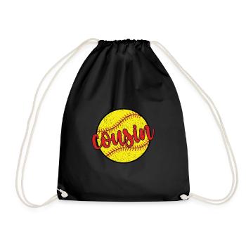 Proud Softball Cousin of a Softball Player - Drawstring Bag - black - Front