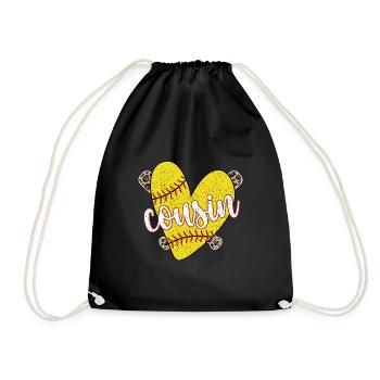 Proud Softball Cousin of a Softball Player - Drawstring Bag - black - Front