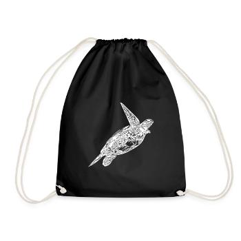 Vintage turtle on surface - Drawstring Bag - black - Front