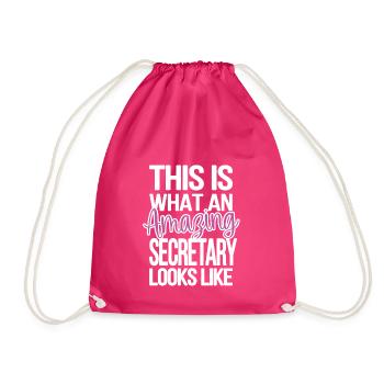 Secretary Gift Office Worker Appreciation - Drawstring Bag - fuchsia - Front