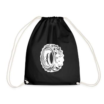 Huge tyre for sports and tractor fans - Drawstring Bag - black - Front