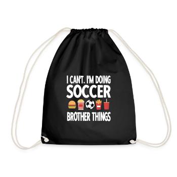 Proud football brother of a football player - Drawstring Bag - black - Front