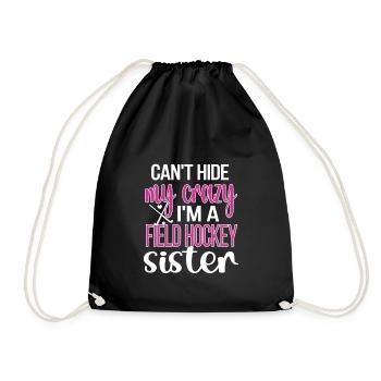 Proud field hockey sister of field hockey players - Drawstring Bag - black - Front