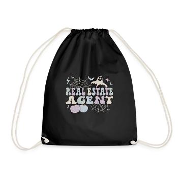 Spooky Real Estate Agent Halloween Gifts - Drawstring Bag - black - Front