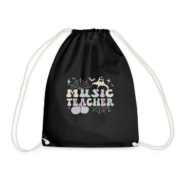 Spooky Music Teacher Halloween Music Teaching Gift - Drawstring Bag - black - Front