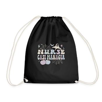 RN Case Manager Halloween Nursing Case Management - Drawstring Bag - black - Front